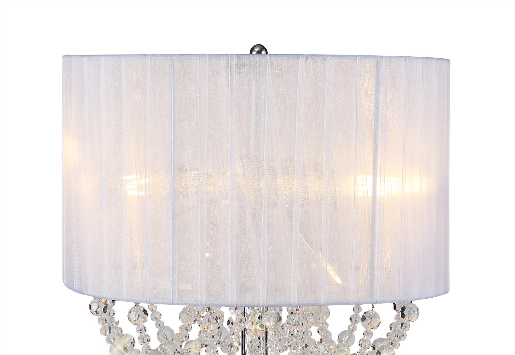 Freida Polished Chrome-White Crystal Table Lamps Diyas Shaded Table Lamps